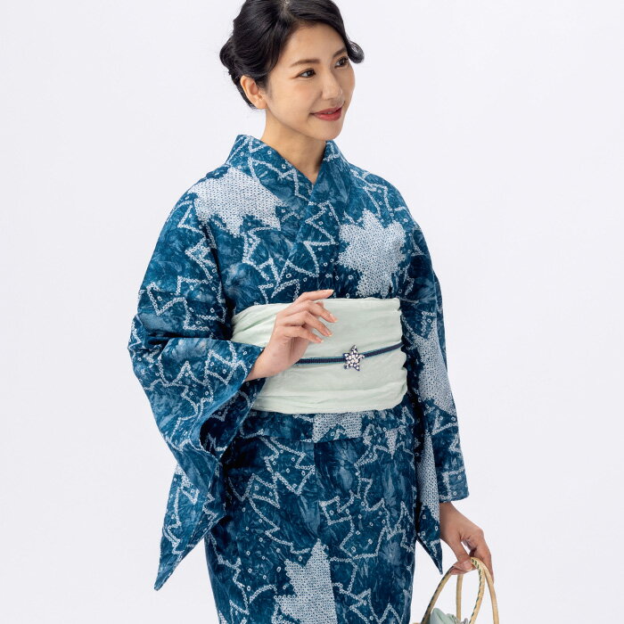 【税込55000円均一セール】 SALE 浴衣 有松絞り レディース アイビー グリーン 鹿の子絞り ｜有松 鳴海 絞り 浴衣 洗える 着物 単衣・夏着物にも 綿100％｜送料無料〔単品〕【フリーサイズ】 3