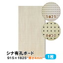 条件付き送料無料 【1枚】 シナ有孔ボード UKB-S4M2-1S 無塗装 【厚さ4mm×915×1825mm 5φ-25P 8φ-30P】パンチングボード ペ...