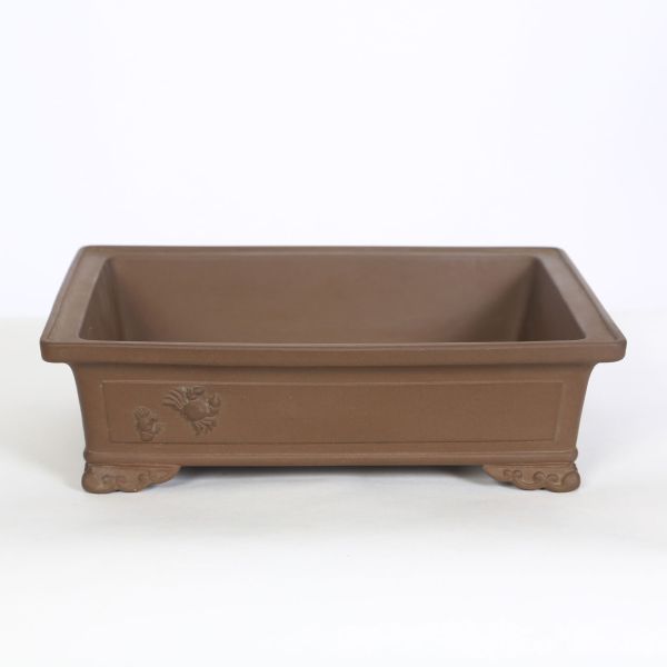 特価：国産土物雲足付長方鉢　9号