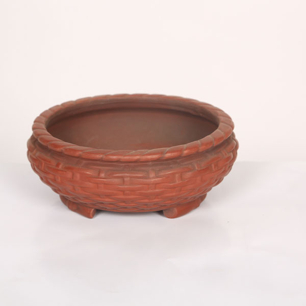 盆栽小鉢：美芸（常滑）丸袋形竹アミ鉢　15.8cm*資材