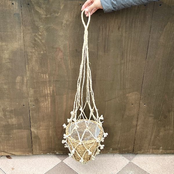 おしゃれ 雑貨 インテリア プランツハンガー：シーグラス　ハンギング ロープバスケット*