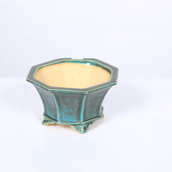 常滑作家：英明（燿山）　足付六角反り鉢　14.9cm【現品】