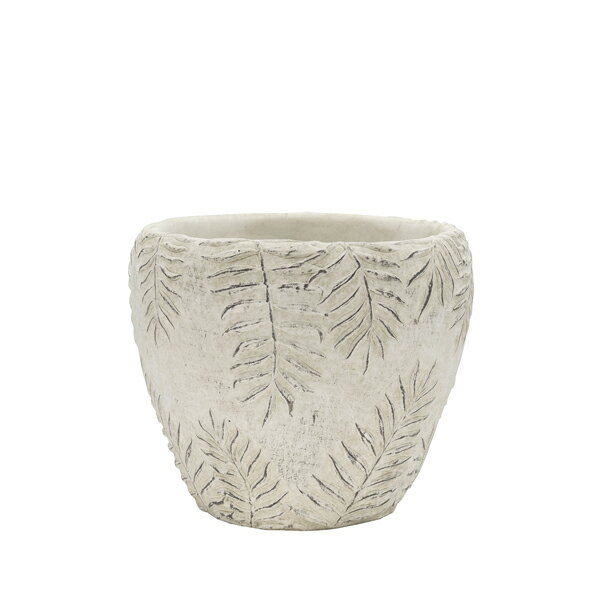 雑貨 ガーデニング ポット 植木鉢：セメントポット リーフ L*リーフ柄 資材