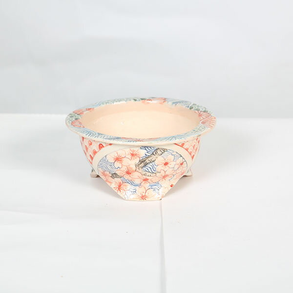 現代小鉢：本田影雪　縁付足付丸鉢　11.3cm【現品】*eisetu