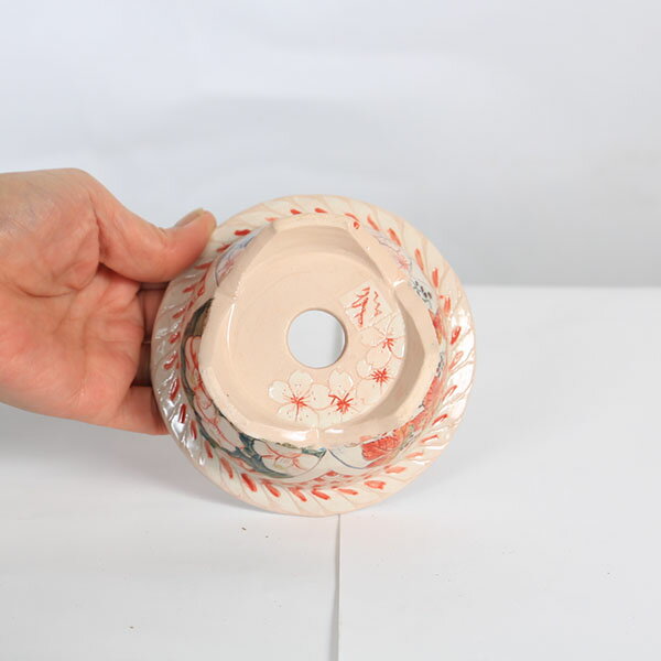 現代小鉢：本田影雪　縁付足付丸鉢　11.3cm【現品】*eisetu