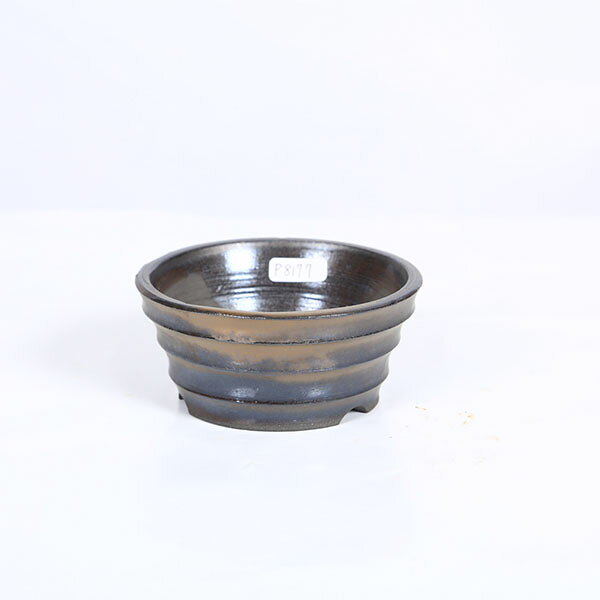 現代小鉢：祥石(二代目)ゆうき*黒泥ろくろ丸鉢　9.3cm【現品】shoseki