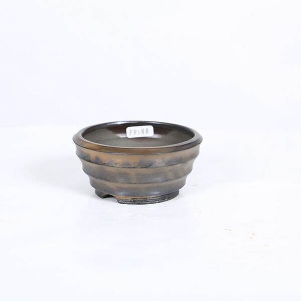 現代小鉢：祥石(二代目)ゆうき*黒泥ろくろ丸鉢　9.1cm【現品】shoseki
