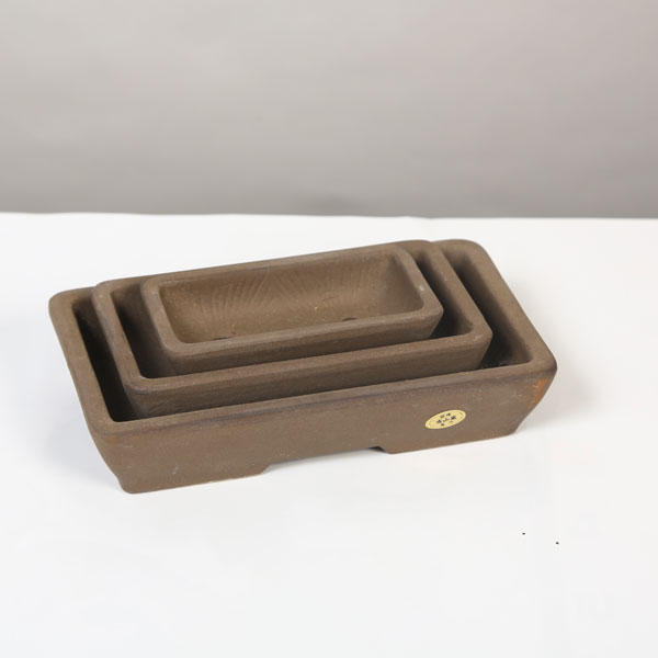 鉢：国産土物長方鉢　3点セット*資材