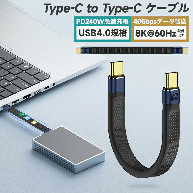 10%OFF 1480→1332円★USB4.0 Type-C to Type-Cケーブル usb-cケーブル 短い Type-Cケーブル USB4対応 Thu...