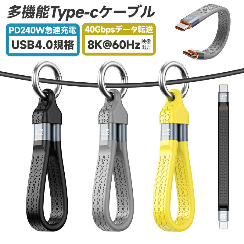 USB4.0 Type-C to Type-Cケーブル usb-cケーブル 短い Type-Cケーブル USB4対応 Thunderbolt 4対応 PD3.1...