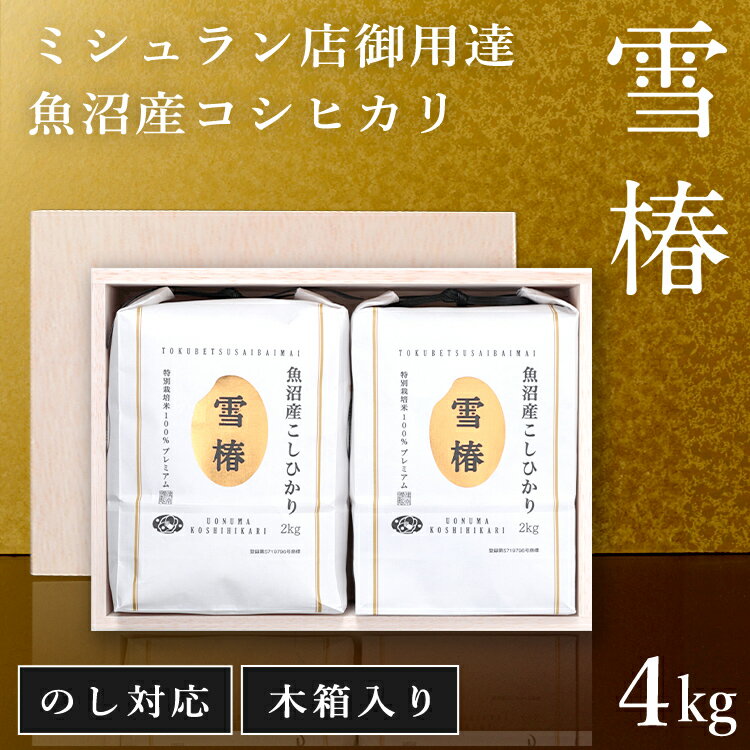 令和7年産 新米 魚沼産コシヒカリ 【2kg×2袋 木箱入り】 贈答用 最高級 「雪椿」 新潟県産 ブランド米 ..