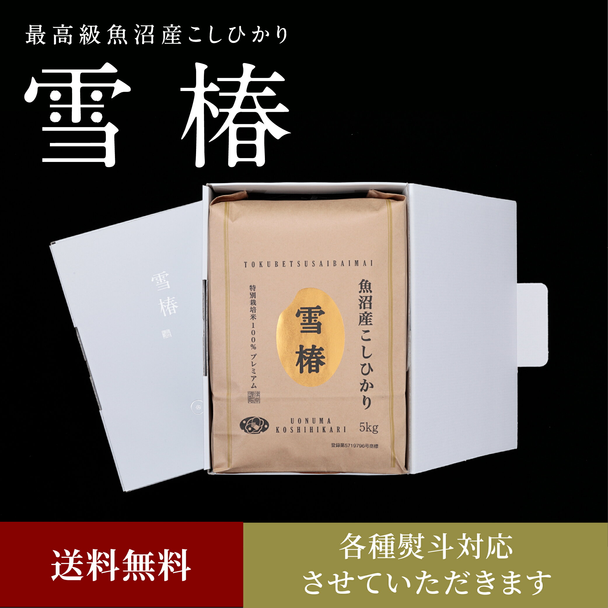 魚沼産コシヒカリ 5kg 贈答用 化粧箱入り （白地）令和3年産 最高級 「雪椿」 ...