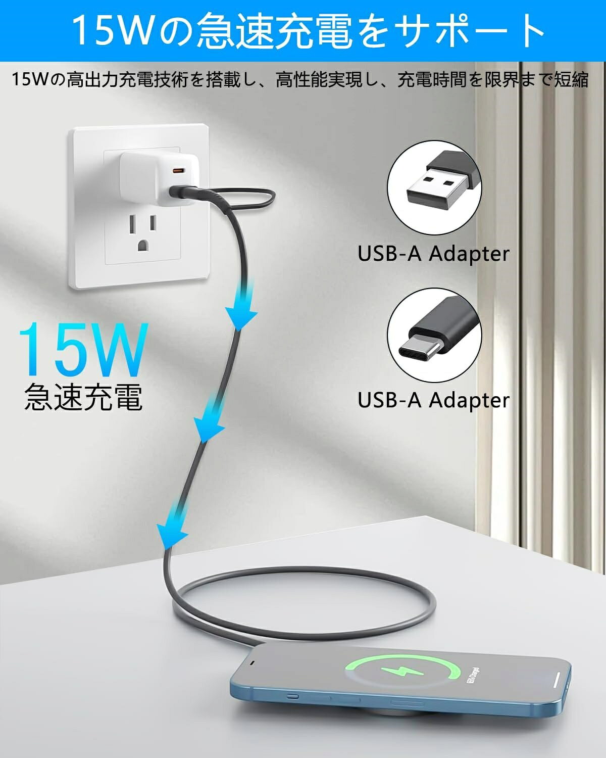 ワイヤレス充電器 マグネット式 Mag Safe充電器 iPhone16/15/14/13/12シリーズに対応 マグセーフ充電器 急速 軽量 超薄型 無線充電器 超軽量 強磁気 15W急速充電 強力な磁気吸着機能 Wireless Charger 置くだけ充電 デュアルUSB-A/C入力ポート