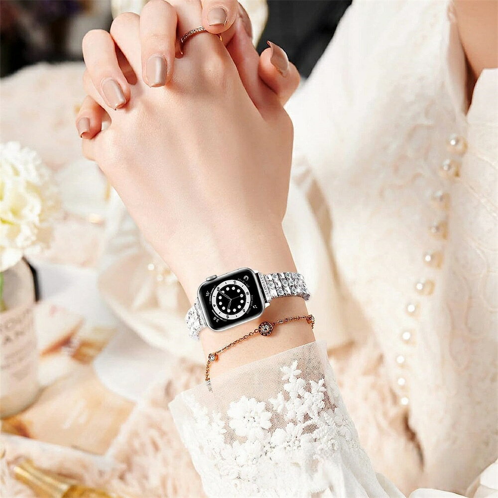 アップルウォッチ バンド レディース ベルト 替え Apple Watch キラキラ ステンレス ビジュー パヴェ 交換バンド 40mm 41mm Series 1 2 3 4 5 6 7 8 9 10 SE applewatch 全シリーズ