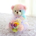 虹色くまちゃん ソープフラワー ブーケ ミニブーケお供え ペットお供え お悔み 子ども 花束 誕生日 記念日 入園 入学 結婚 記念 撮影 シャボンフラワー フ...