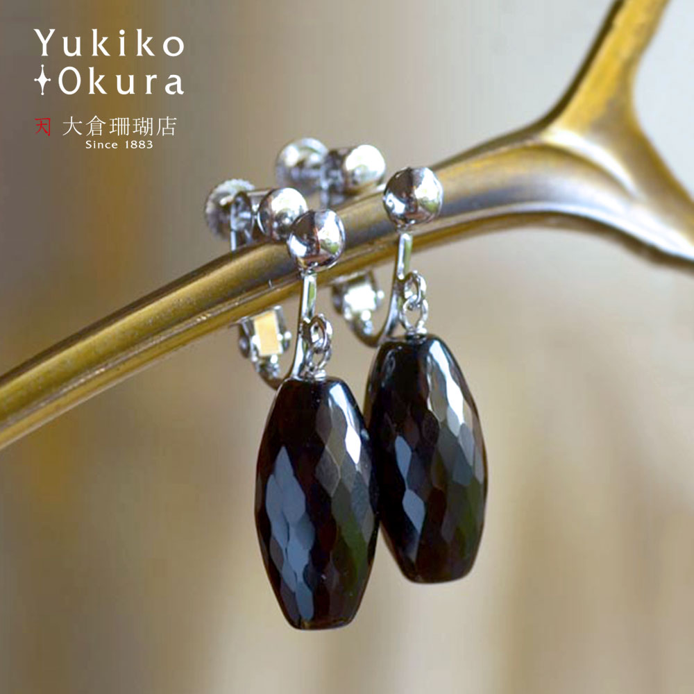 イヤリング ピアス オニキス ブラック カット シンプル 天然石 ユキコ オオクラ ブランド レディース ..