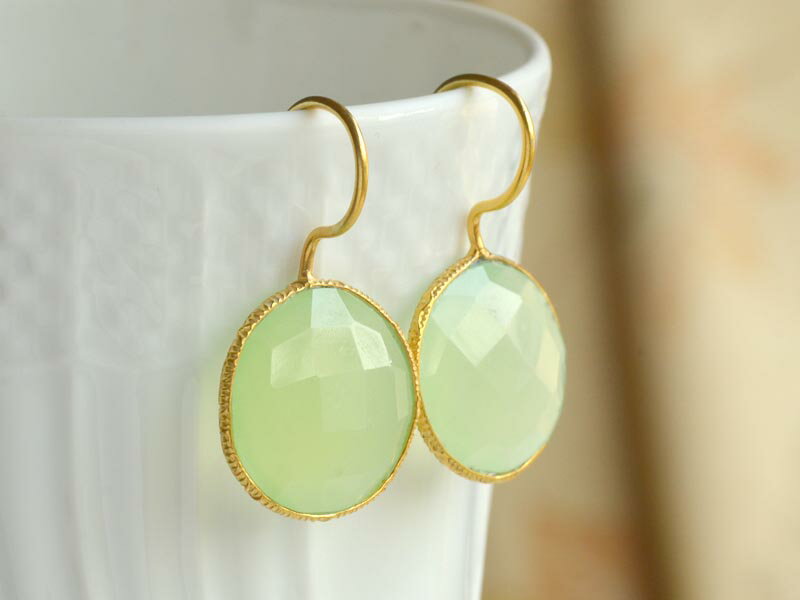 【ポイント最大34倍】グリーンカルセドニー ピアス SV925 シルバー ゴールドカラー フラット ラウンド インド製 天然石 ユキコ オオクラ ブランド レディース ジュエリー 送料無料