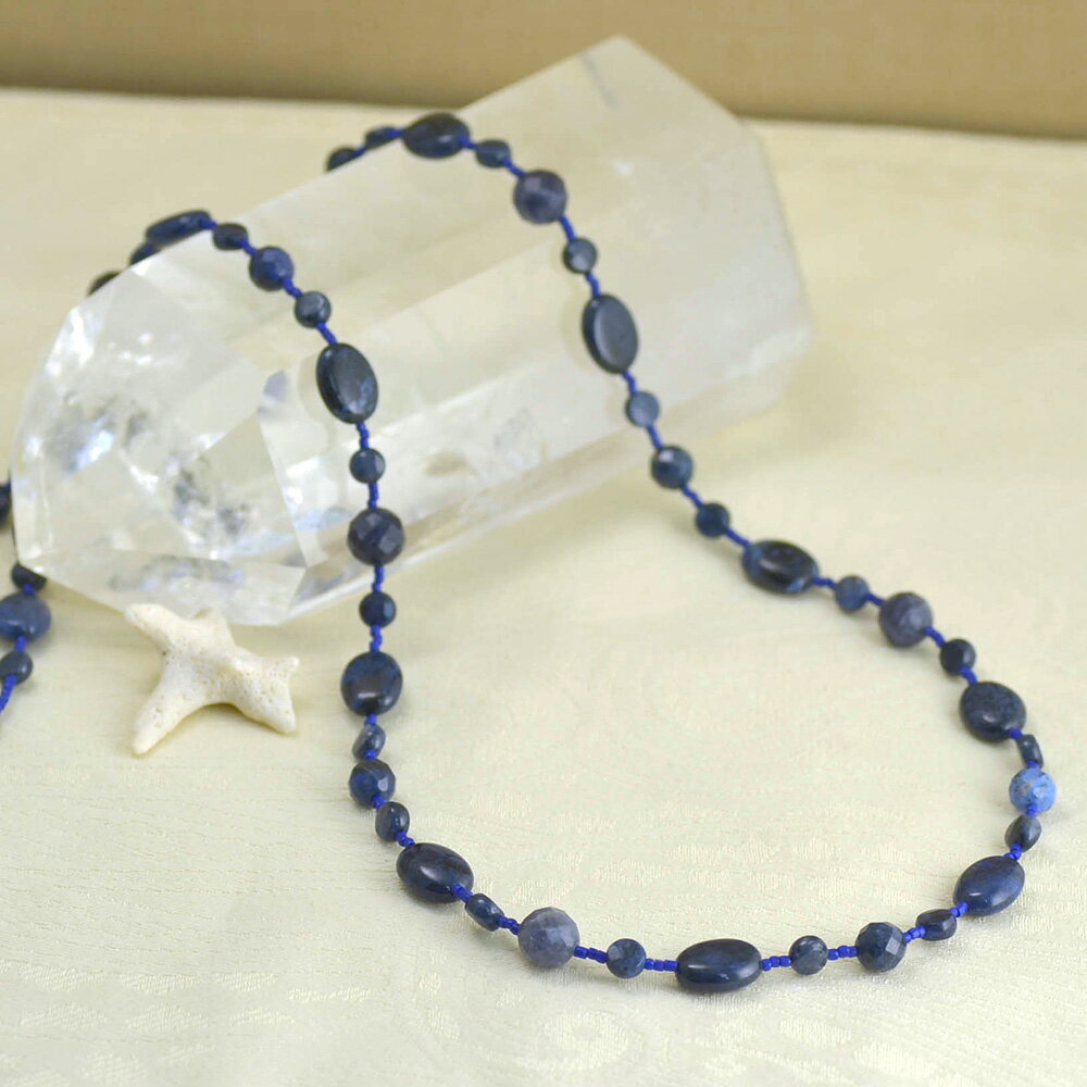 ドモルティライト ロングネックレス ビーズ ネイビー 85cm 天然石 ユキコ オオクラ ブランド レディース ジュエリー 送料無料のサムネイル
