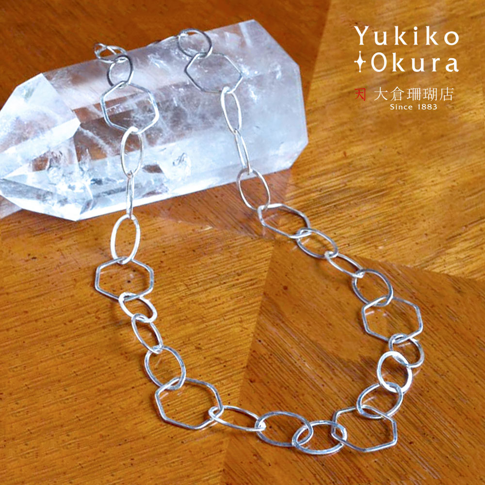 シルバー チェーン SV925 デザイン ボリューム インド製 天然石 ユキコ オオクラ ブランド レディース ..