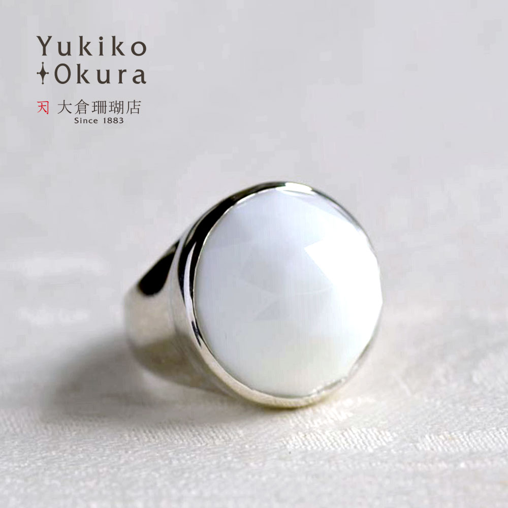 ホワイト模造石 リング 指輪 シルバー SV925 ボリューム 大ぶり ユキコ オオクラ ブランド レディース ジュエリー 送料無料