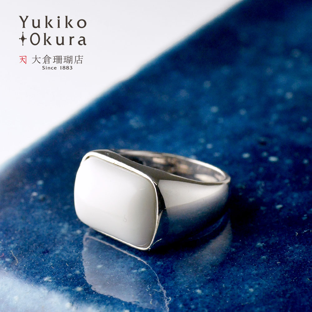 フォッシル リング シェル SV925 シルバー ホワイト スクエア 天然石 ユキコ オオクラ ブランド レディース ジュエリー 送料無料