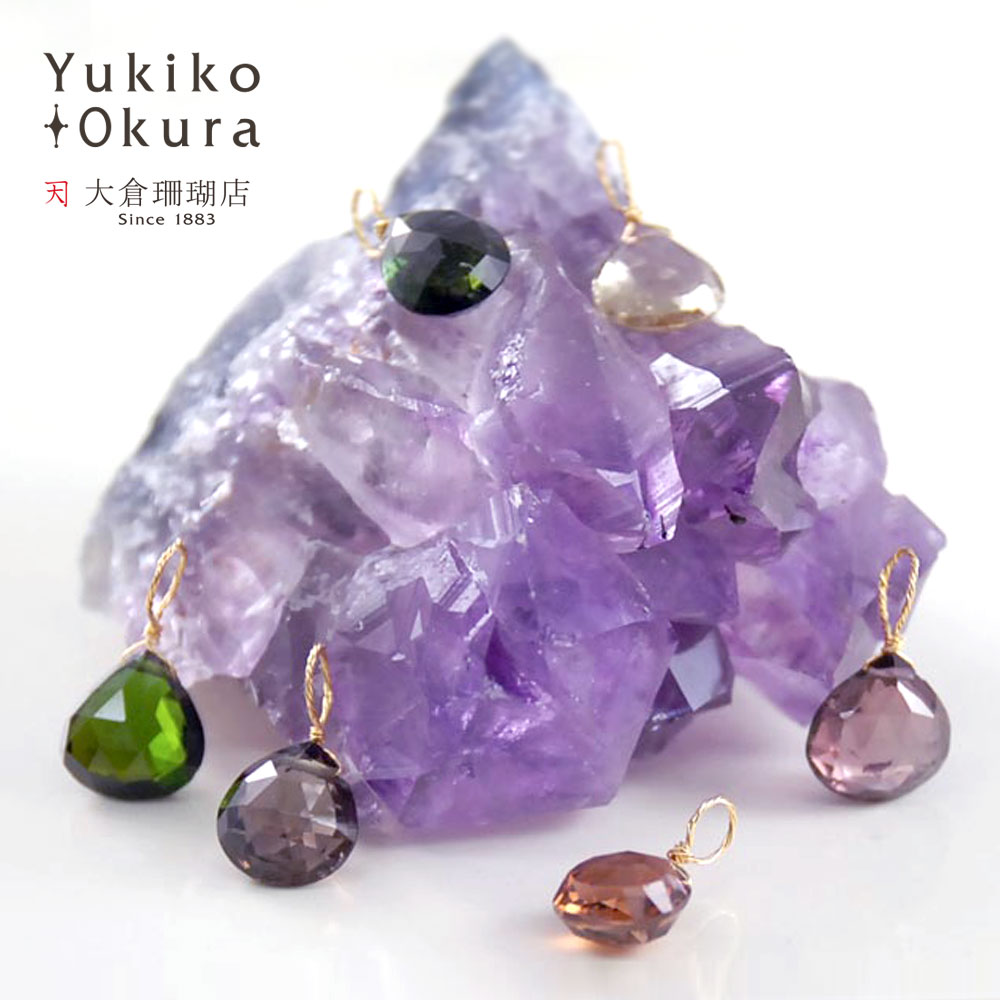 【全品ポイント5倍】 トルマリン チャーム 18金 K18 ゴールド チャーム グリーン ブラウン グレー 天然石 ユキコ オオクラ ブランド レディース ジュエリー 送料無料