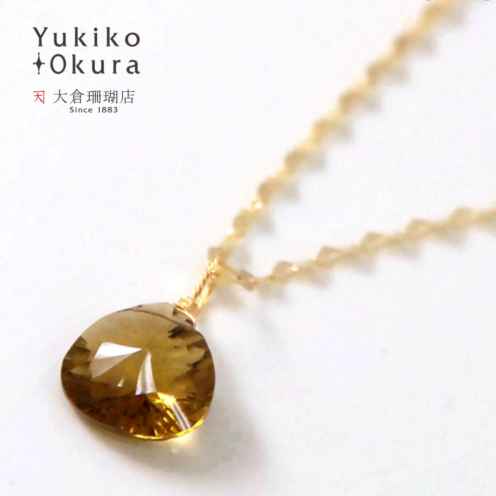 ウイスキークォーツ チャーム ペンダント トップ 18金 K18 マロンカット 天然石 ユキコ オオクラ ブラ..