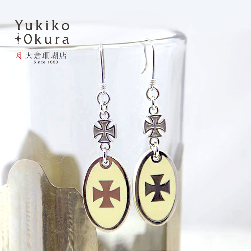 【ポイント最大34倍】シルバー ピアス SV 925 クロス オーバル アイボリー ユキコ オオクラ ブランド レディース ジュエリー 送料無料