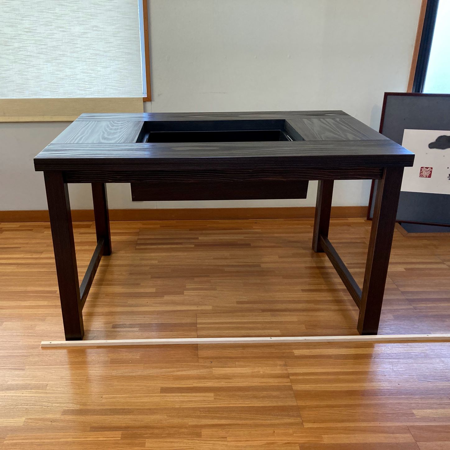 【灰 五徳セット】ダイニング囲炉裏テーブル 3点セット 1200X800X700mm 蓋付 囲炉裏 囲炉裏テーブル 炭..