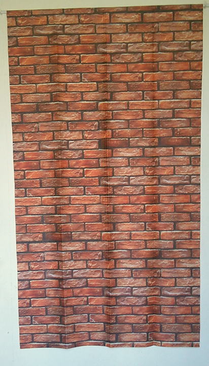 赤レンガ柄のれん幅85　x丈150cm マルチタペストリー・間仕切り・BRICKWALLのれんM-5800-RE-furu
