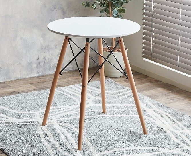 ダイニングテーブルカフェテーブル幅60×奥行60cm Eames TABLE-IINA-116001ホワイト＜アンティーク調 ダイニング 食卓 食事 コーヒー チェアー いす イス 椅子 テーブル 机 ＞