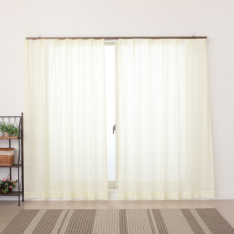 ミラーレースカーテン巾100x高176cm 2枚組 シェイクYEイエロー-yama＜カフェカーテン 人気 小窓 出窓 ..