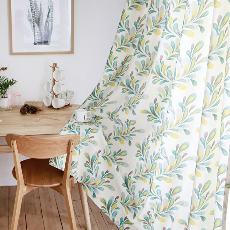 カーテン 西海岸 100*100 ハワイ バショウ 植物 グリーン カーテン 遮像 目隠し オーダーカーテン 北欧 生地 北欧 生地 飾り 可愛い オーダーメイド オーダー 非遮光 オシャレ 幅100 幅125 幅150 幅175 幅200