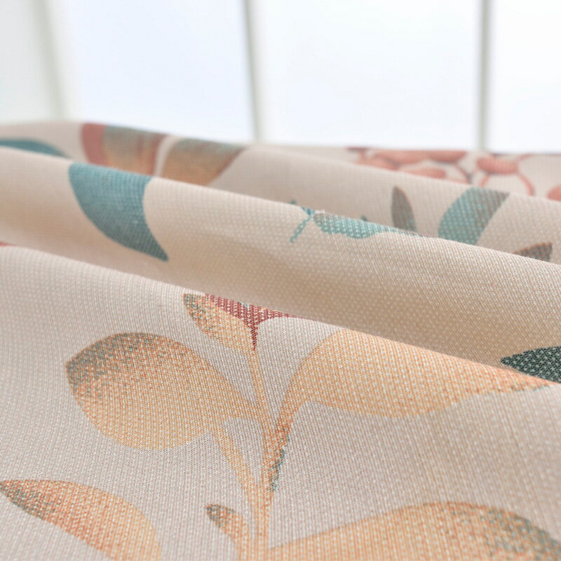 【1cm刻みのオーダー】カーテン 非遮光 リネン 生地 セット 花柄 ボタニカル 北欧 リーフ柄 綿 遮熱 小窓 腰高窓 ジャカード レース 女の子 部屋 洗える UVカット 断熱 遮音 薄手 薄地 フリル リビング 間仕切り 幅 120 丈180 幅150 丈178 送料無料