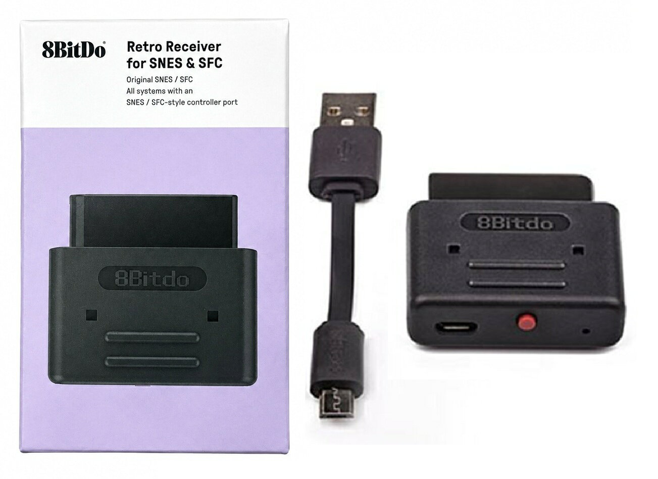 8BitDo スーパーファミコン用 ワイヤレスコントローラー アダプター レトロレシーバー Bluetooth Retro Receiver for SNES/SFC