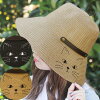 猫顔刺しゅうの帽子ハットウォッシャブルＵＶ加工ポケッタブル猫雑貨猫グッズネコ雑貨ねこ柄キャット
