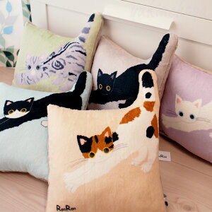 【猫型クッション】しっぽ猫クッション CAT,CAT,CAT!★RonRon（クッション 背あて 猫雑貨 ネコグッズ ねこ キャット）