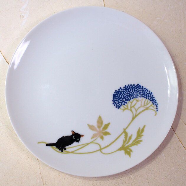 猫 プレート COCO ココ 黒猫と花 Shinzi Katoh シンジカトウ 黒猫 大皿 美濃焼  ...