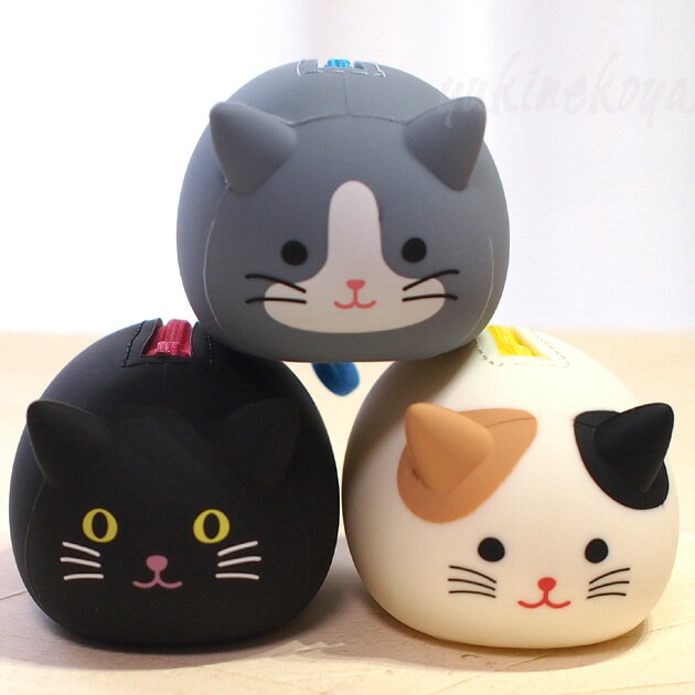 文房具（1000円程度） 猫型 シリコンポーチ SMART FIT PuniLabo 寝ころびポーチ 黒猫 灰色猫 三毛猫 小物入れ 水洗いOK 文房具 ステーショナリー ギフト 猫雑貨 ネコグッズ ねこ キャット リヒトラブ