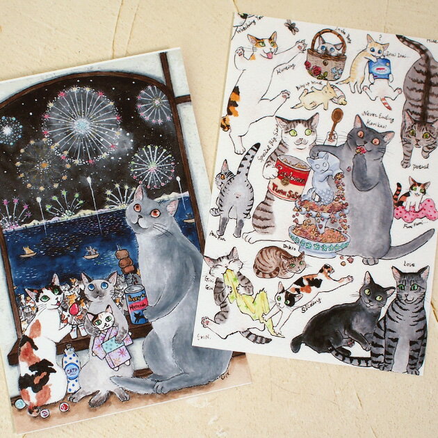 在庫限り 猫 ポストカード 琴坂映理 猫のポストカード インクジェット 絵葉書 絵はがき 文房具 ステーショナリー 猫雑貨 猫グッズ ネコ雑貨 猫柄 ねこ柄 キャット