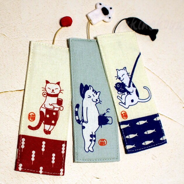 猫 しおり 猫柄 布しおり sheepsleep 手作り 日本製 栞 ブックマーカー 和風 文房具 ステーショナリー ギフト 猫雑貨 猫グッズ ネコグッズ ネコ...