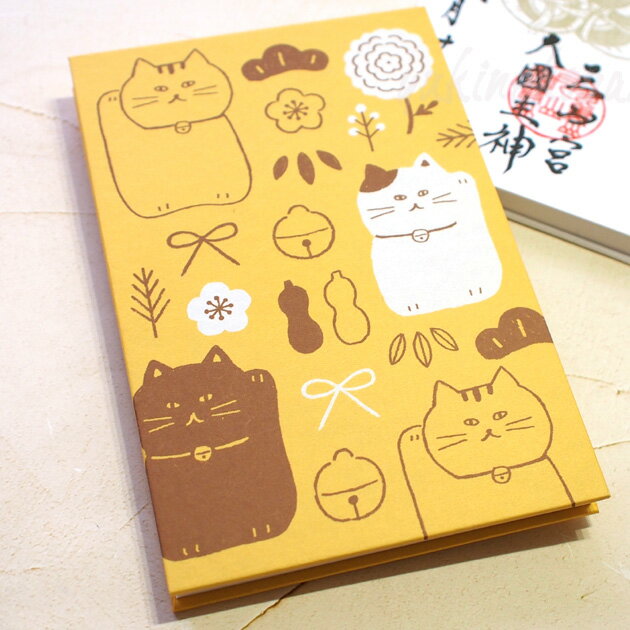 招き猫 御朱印帳 福ねこ 大きめタイプ 古川紙工業 ご朱印帳 集印帳 寺院 神社 文房具 ステーショナリー 猫雑貨 ネコグッズ ねこ キャットのサムネイル