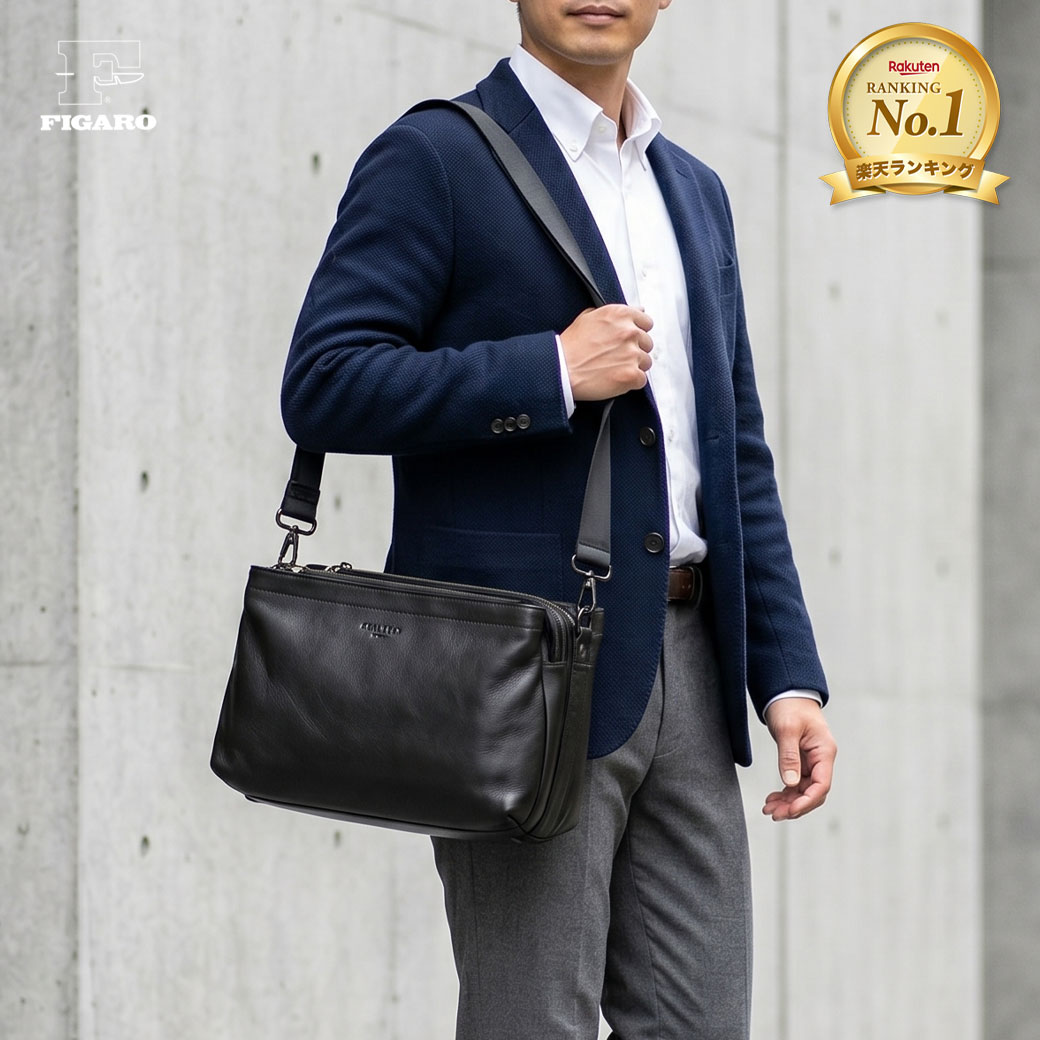 [10% OFF] [15x Points & Up to ¥5000 Off Coupon Available] FIGARO Bis Second Bag - Men's Genuine Leather Clutch Bag - Small, 2-Way, Lightweight Shoulder Bag/Mini Shoulder Bag - Men's Bag - Crossbody Bag - Commuter Bag 17110