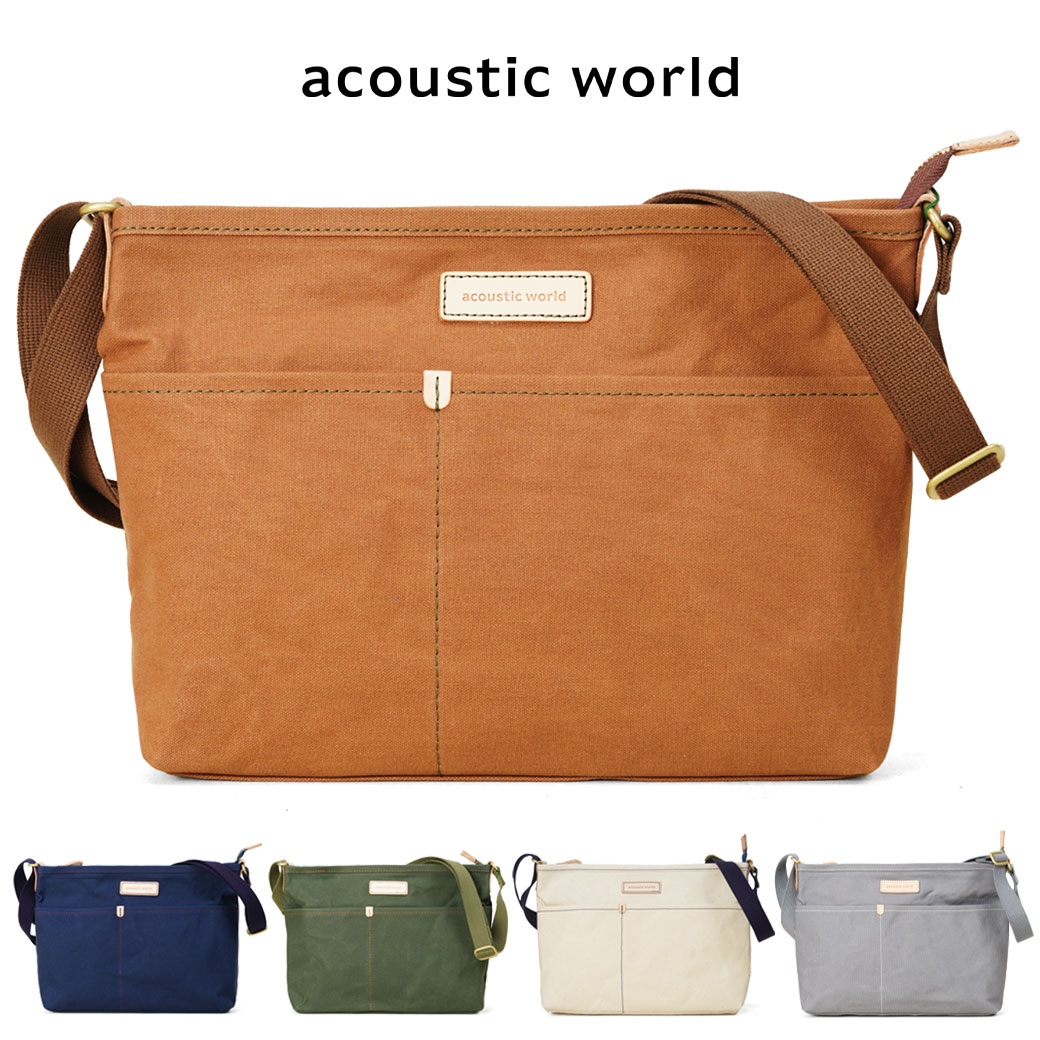 ショルダーバッグ メンズ ブランド 横型 キャンバス acoustic world アコースティック・ワールド STITCH ステッチ 帆布 斜めがけ バッグ 肩掛け 小さめ 日本製 撥水 カジュアル メンズ バッグ 海外 旅行 バッグ