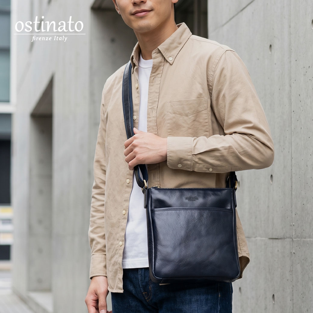 Ostinato オスティナート ショルダーバッグ メンズ 革 ブランド 本革 イタリアンレザー 本革 イタリア製 革 おしゃれ メンズ バッグ 斜めがけ 鞄 カジュアル 55005