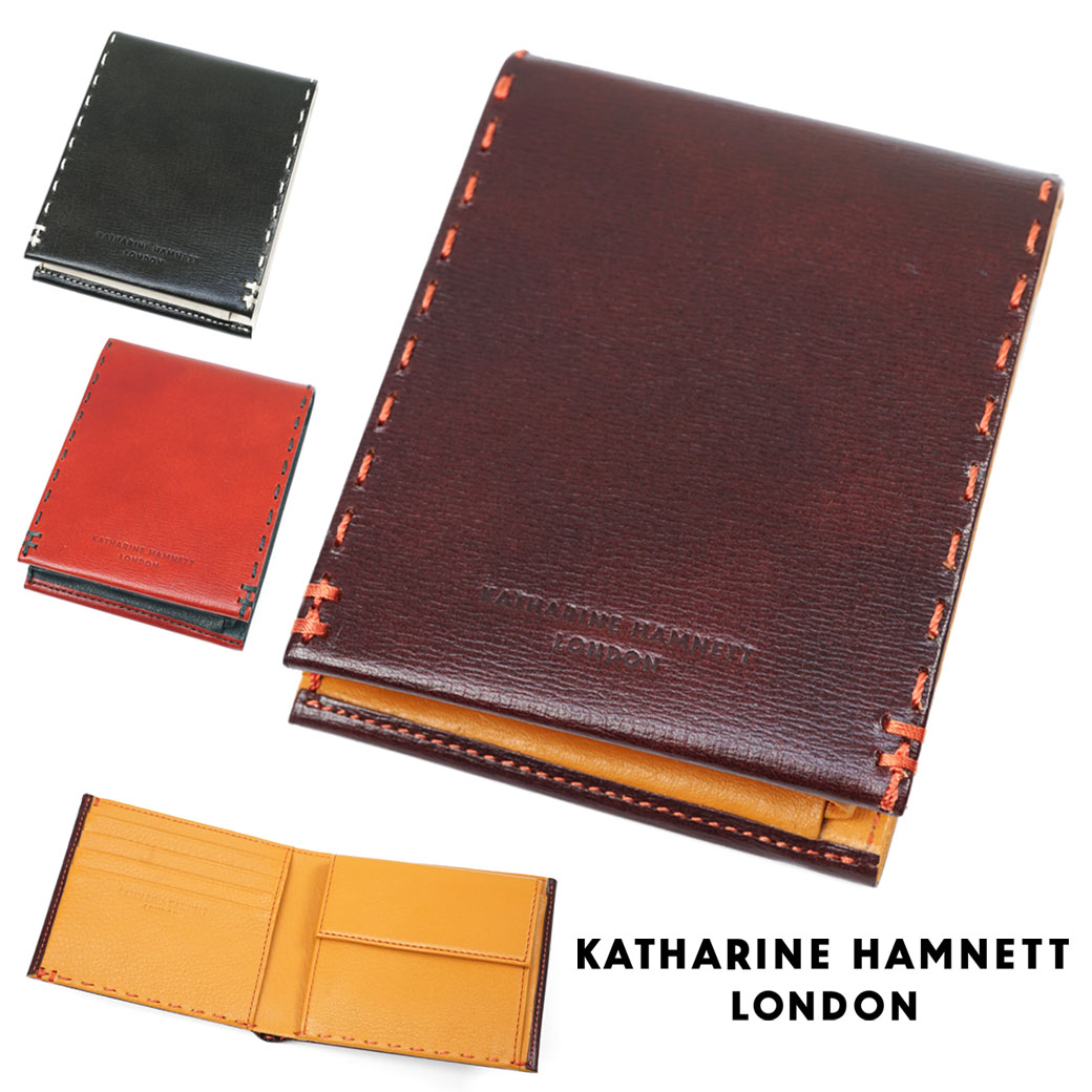 F, H, W - 【P15倍＆最大5000円オフクーポン配布中】KATHARINE HAMNETT キャサリンハムネット ロンドン カラーテーラード2 二つ折り財布 メンズ 財布 カード6枚収納 折財布 折りたたみ 革 レザー メンズ 二つ折り 財布 ブランド 本革 折財布 メンズ 折り財布 490-58704
