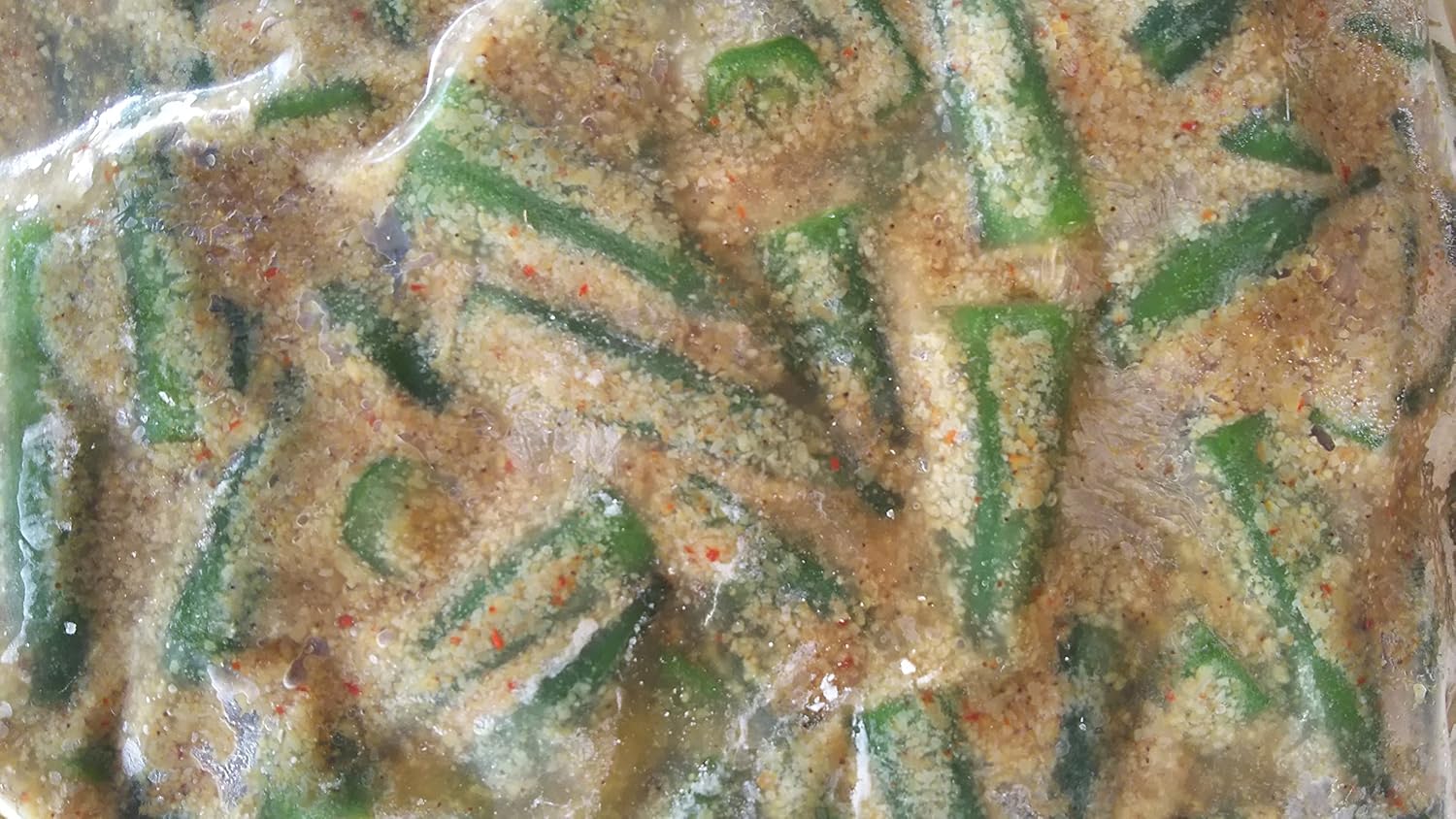 惣菜　小さなオクラの香味焙煎胡麻和え　1Kgx12P（P1,540円税別）冷凍　業務用　ヤヨイ