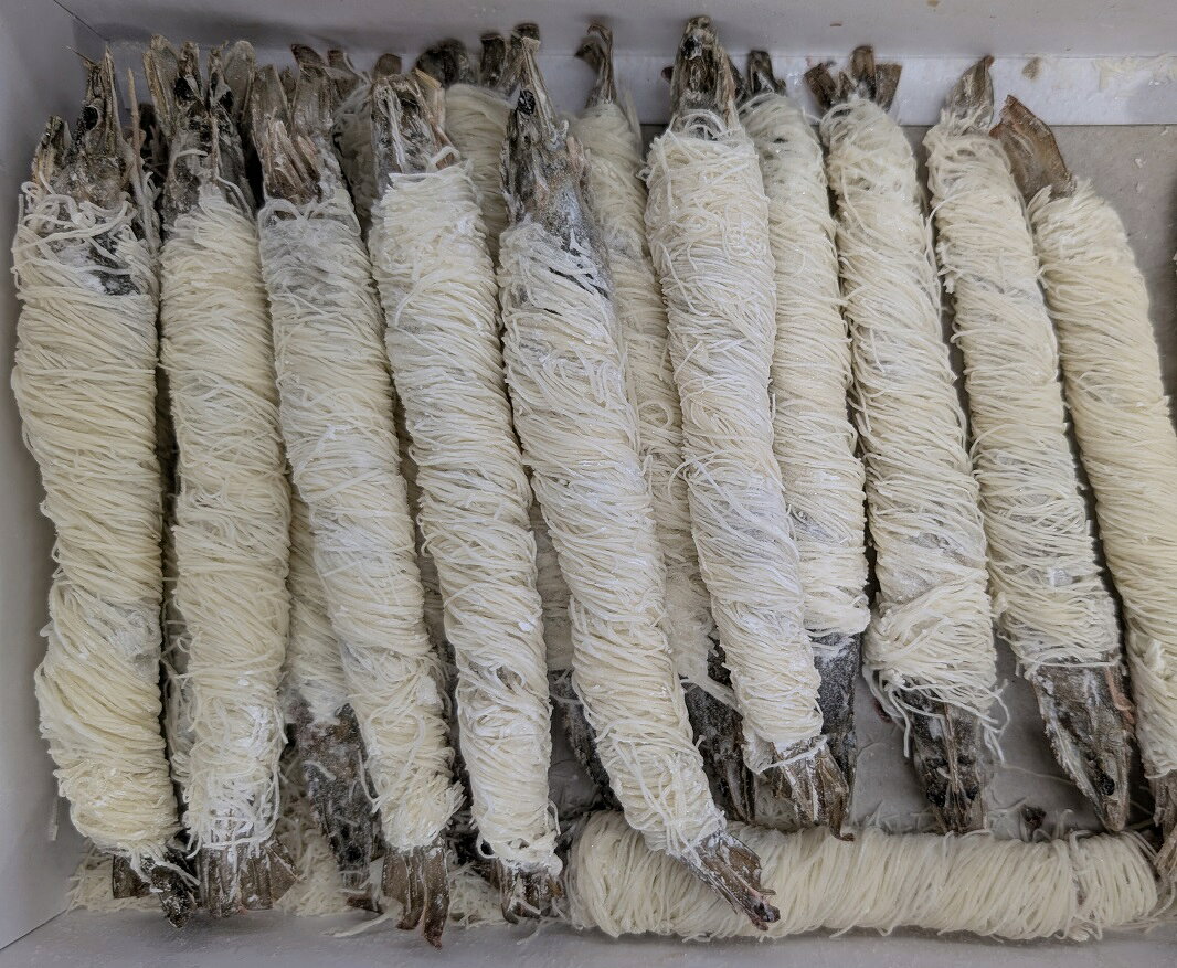 有頭バナメイえび カダイフ巻き 600g（30g×20尾）×20P（P2,470円税別） エビ 海老 有頭えび エンジェルヘア 揚げ物 ベトナム産　冷凍　業務用　ヤヨイ