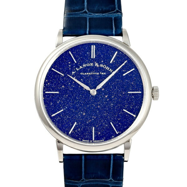 ランゲゾーネ A.LANGE SOHNE サクソニア フラッハ LS2053AX ブティック限定 205.086 ブルー文字盤 中古 腕時計 メンズ