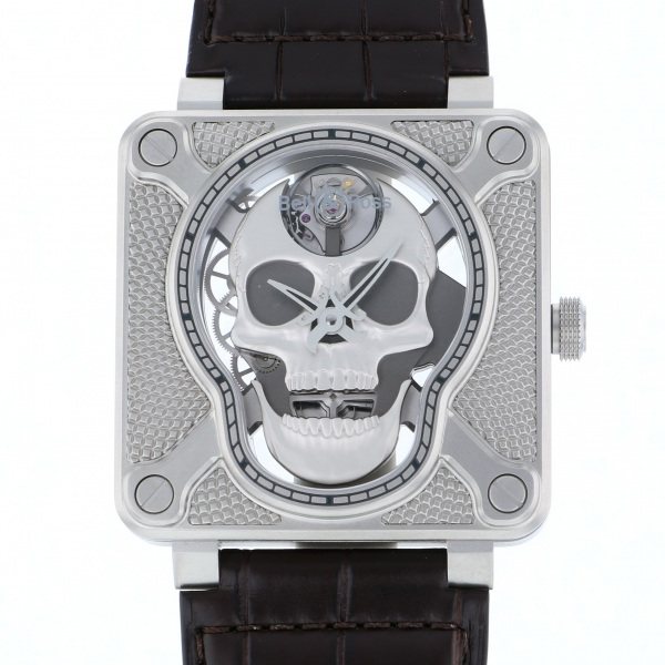 ベル&ロスBell&RossラフィングスカルBR01-SKULL-SK-STシルバー文字盤新品腕時計メンズ